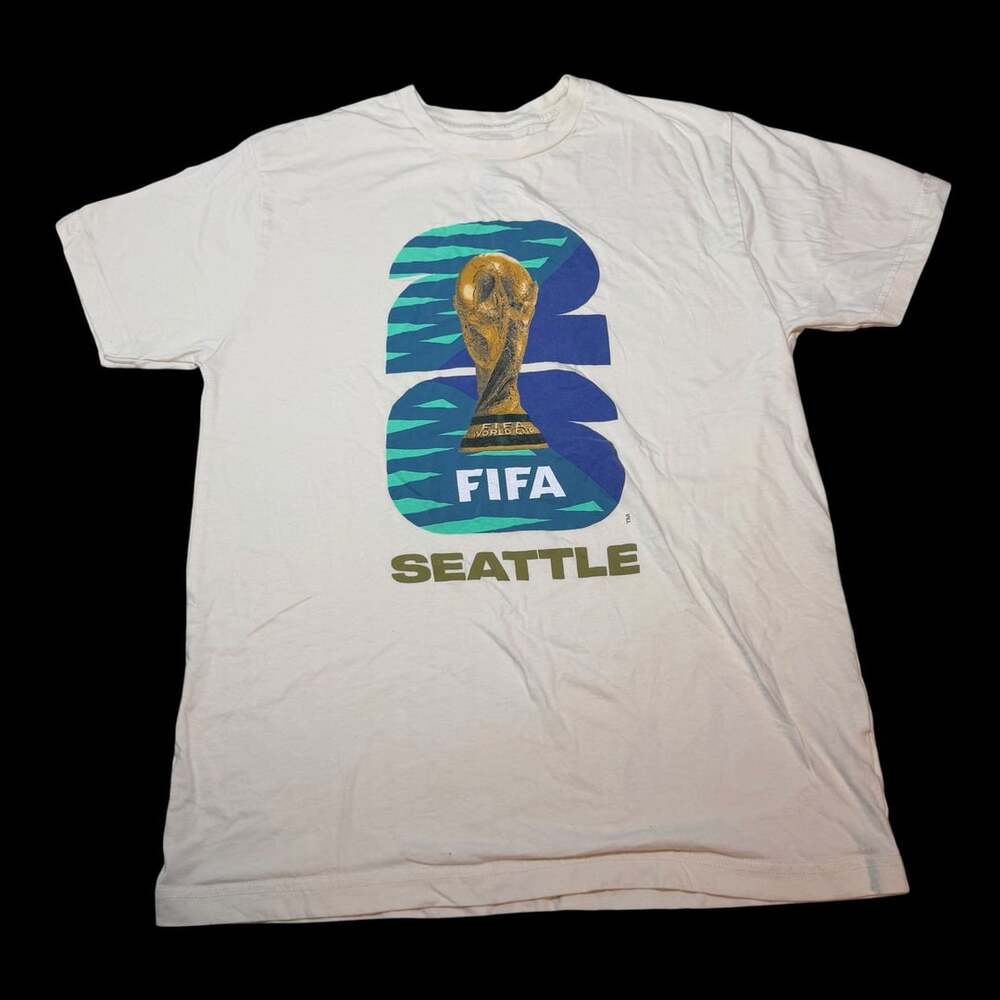 FIFA World Cup Seattle T-Shirt Size M White Graphic